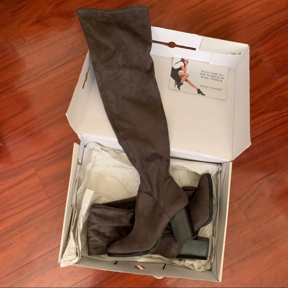 MARC FISCHER LTD ARRINE GRAY SUEDE OVER THE KNEE BOOTS